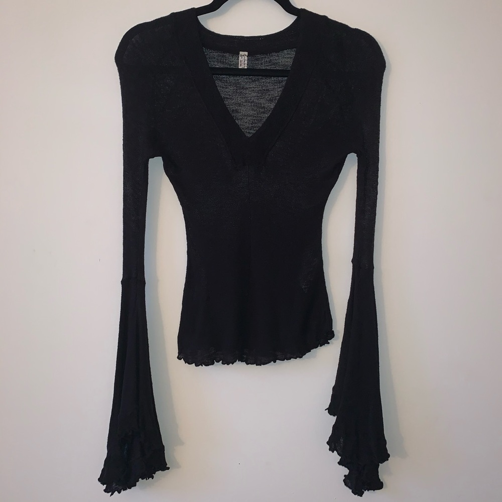 Free People bell-sleeve knit top